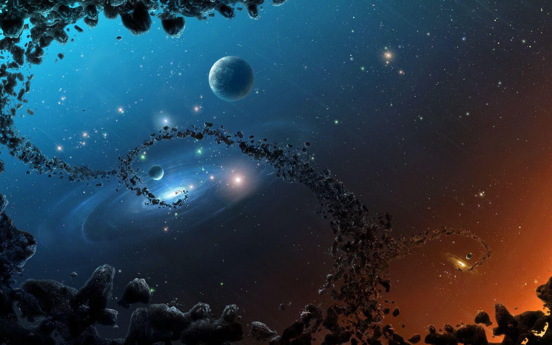 space, Stars, CG Render, Asteroid, Galaxy Wallpaper HD / Desktop