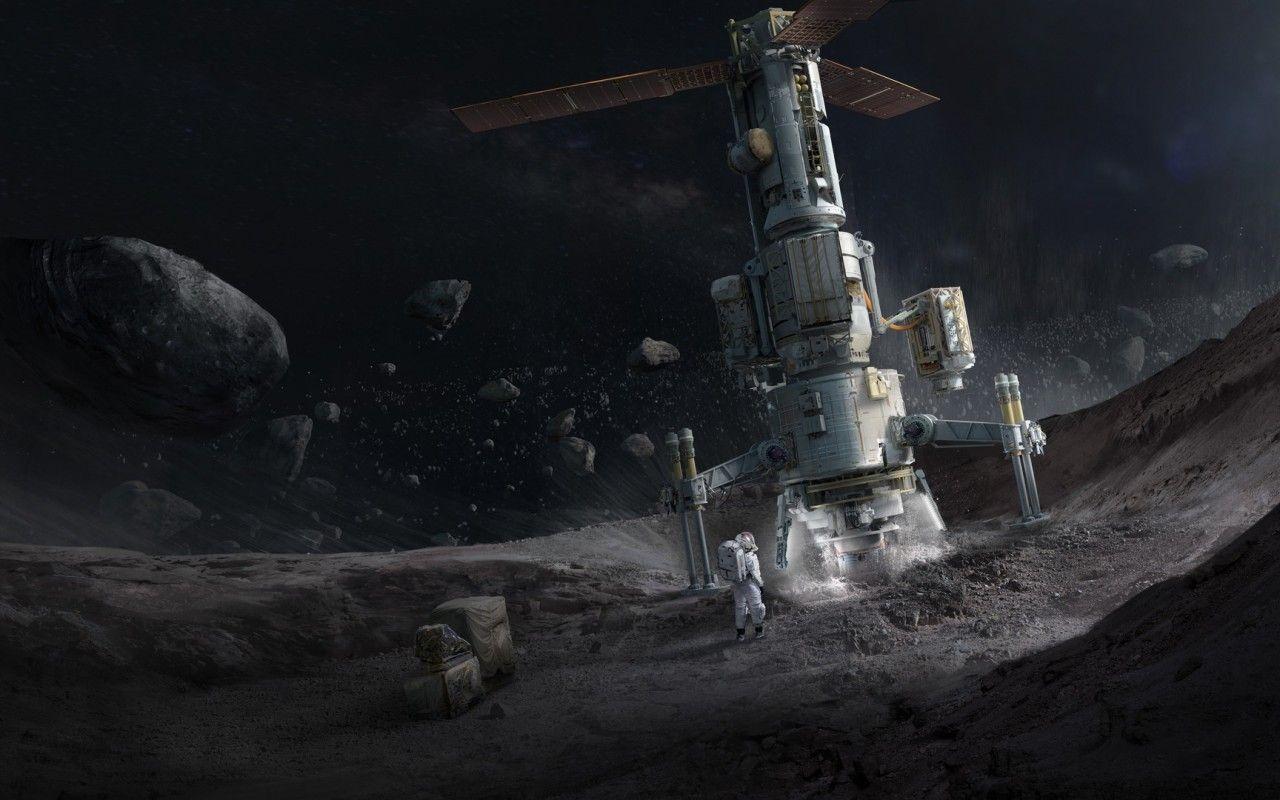Download 1280x800 Planet Surface, Astronaut, Asteroid, Sci Fi