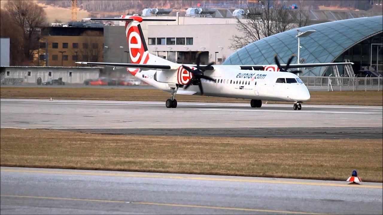 Eurolot Bombardier Dash 8 400 Landing & Taxi At Salzburg Airport