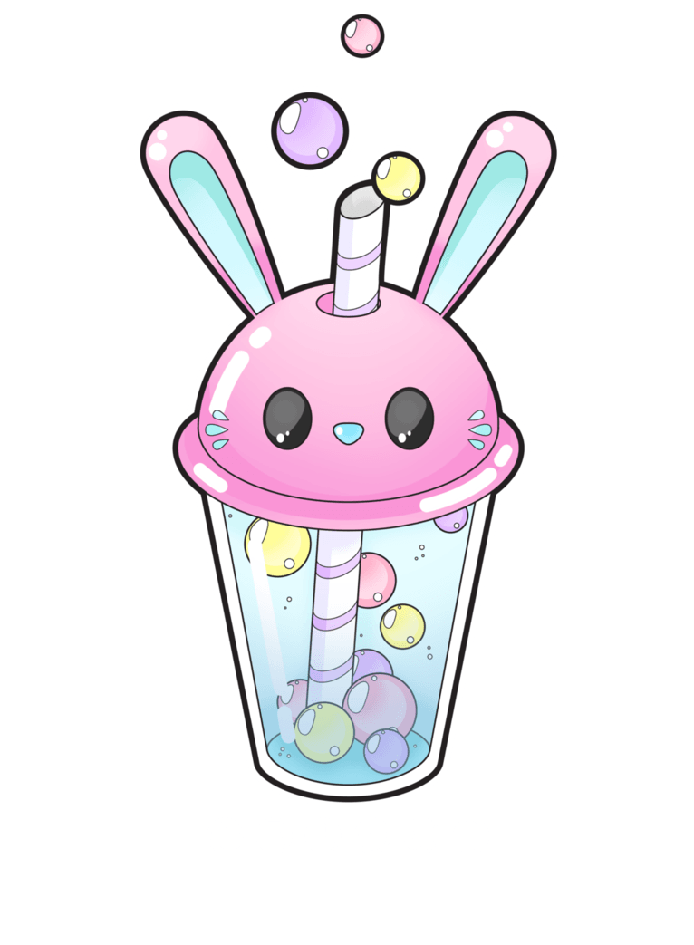 Bunny bubble tea [Commissions open] by Meloxi. Potential wallpaper
