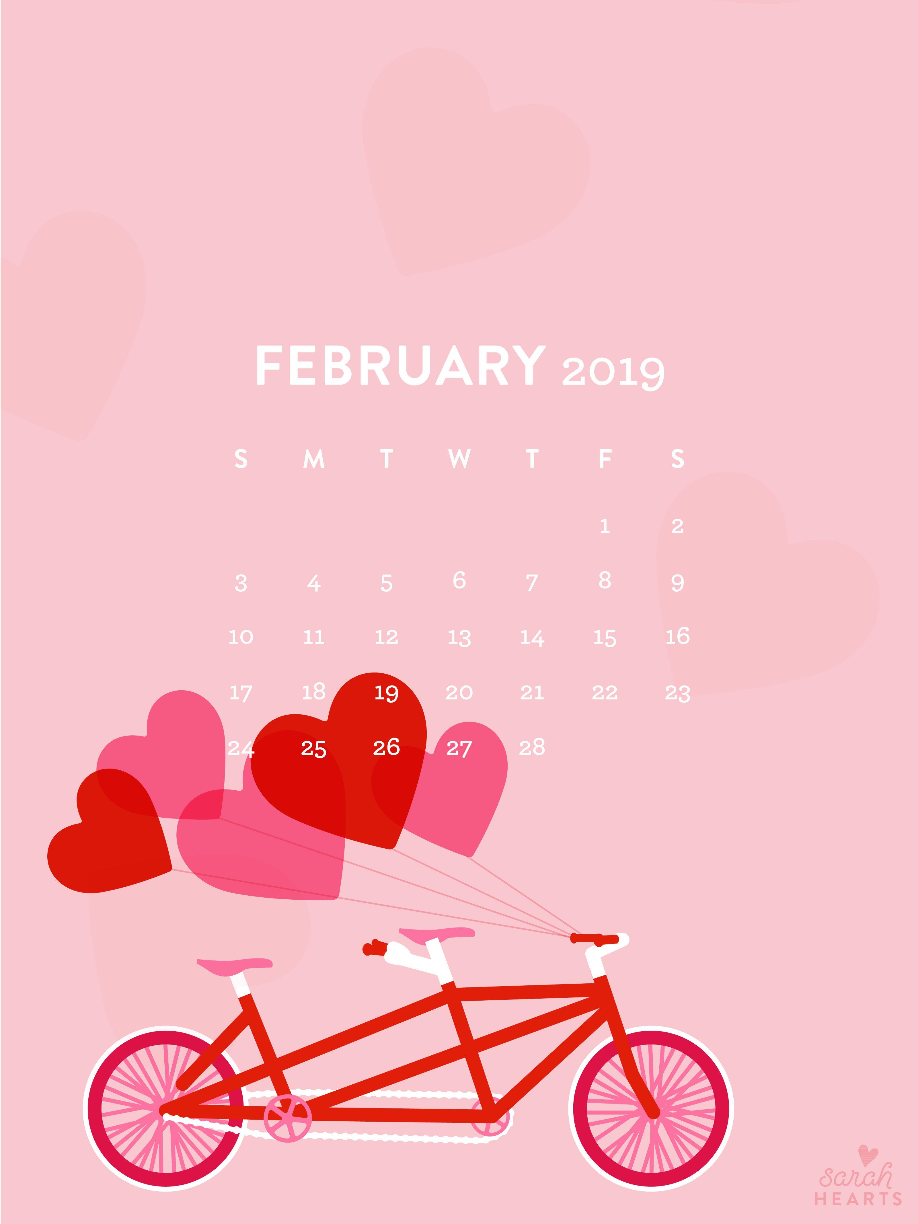 February 2019 Tandem Bike Calendar Wallpaper