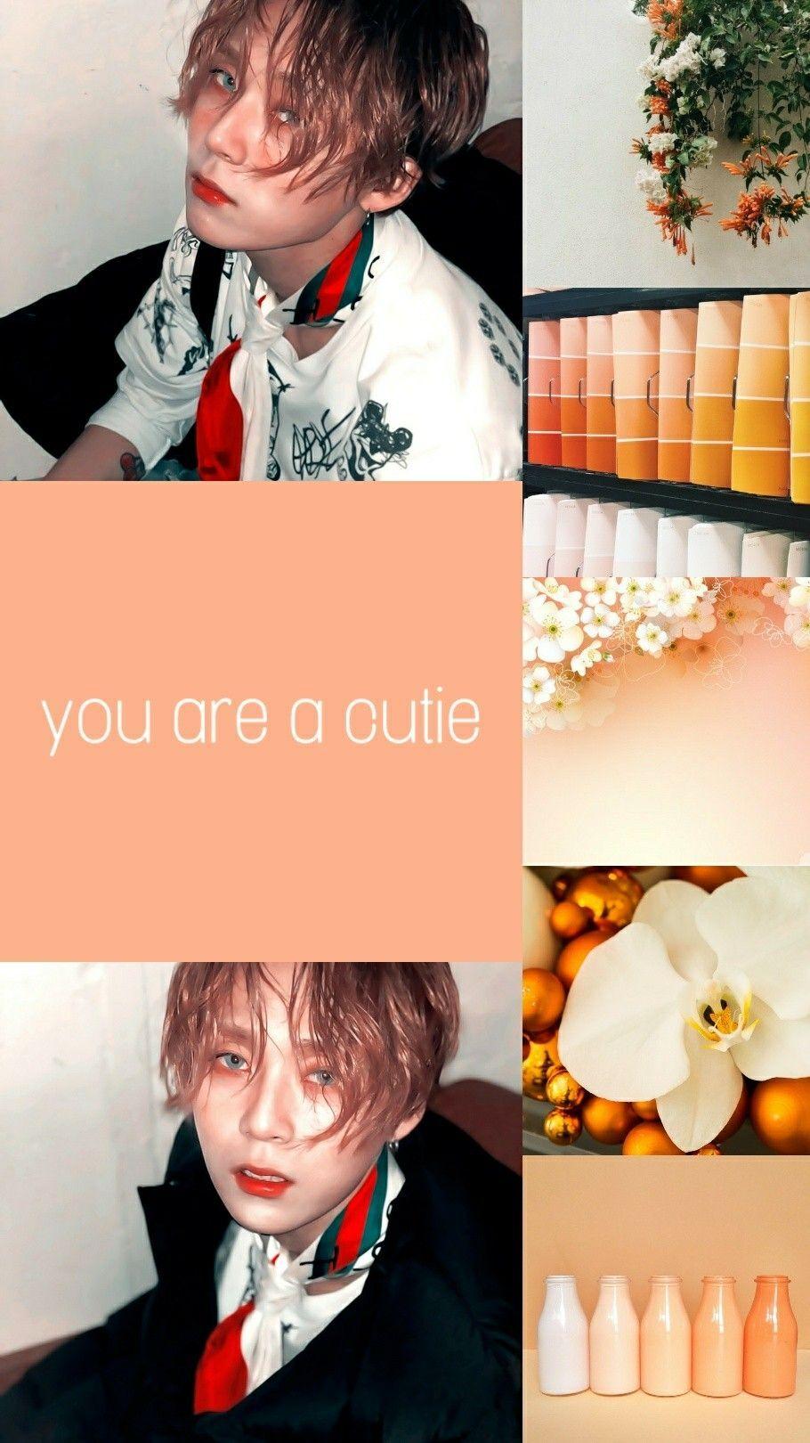 Pentagon- E'Dawn Orange and white aesthetic lockscreen. Kpop