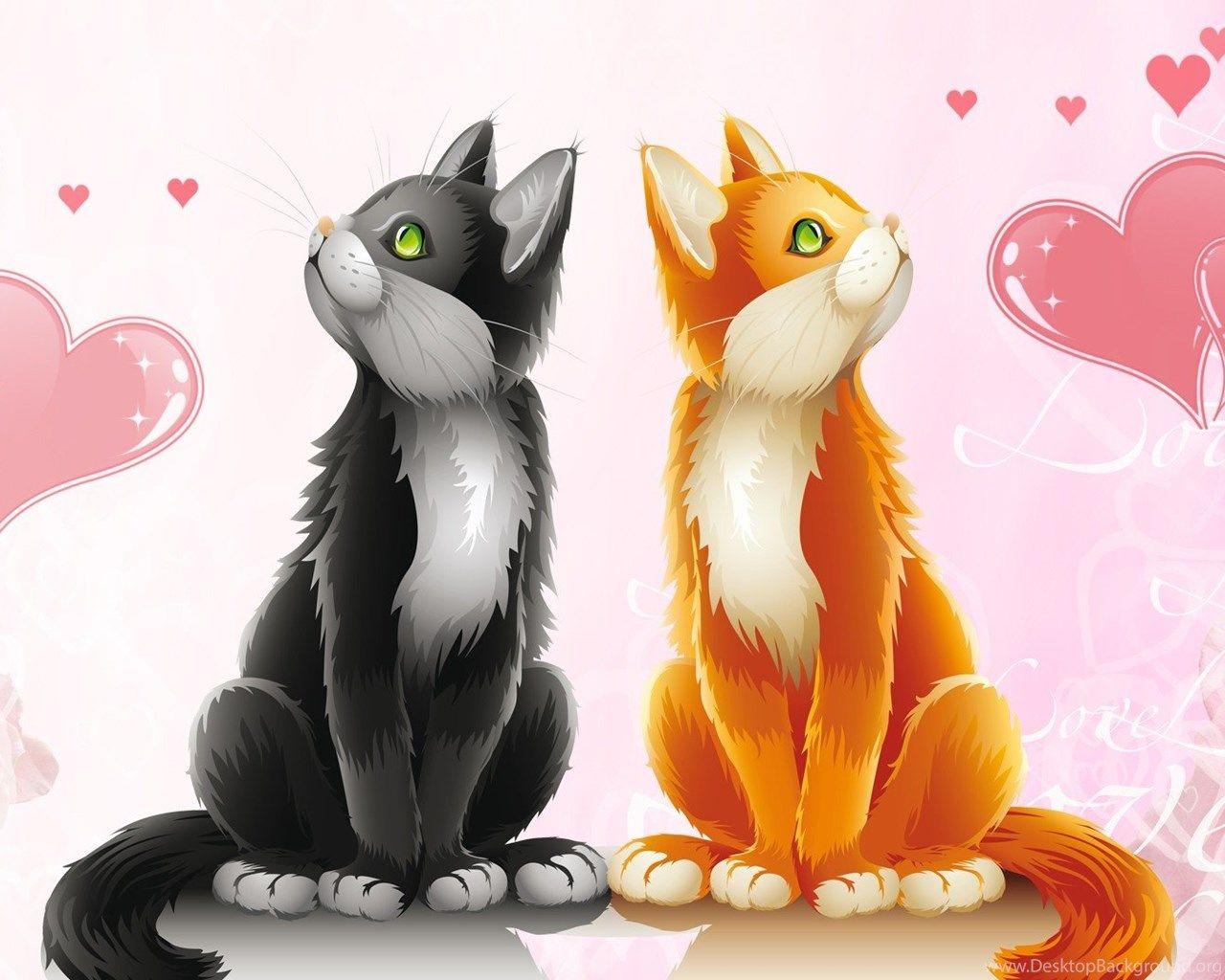 Cute Animal Cat Valentines Day HD Free Wallpaper Desktop Background