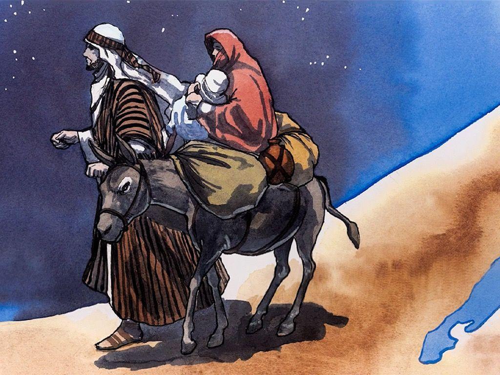 FreeBibleimage - An angel warns Joseph to flee to Egypt with Mary