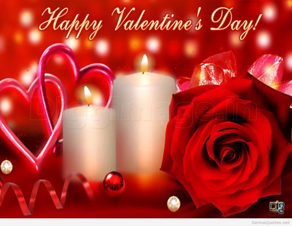 Happy Valentine's Day Candles And Rose Flower Wallpaper