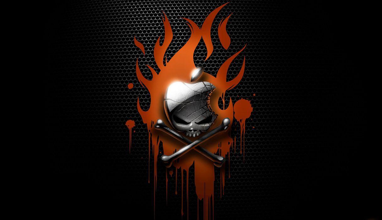 Apple skull bones darkness wallpaper flames blood abstraction