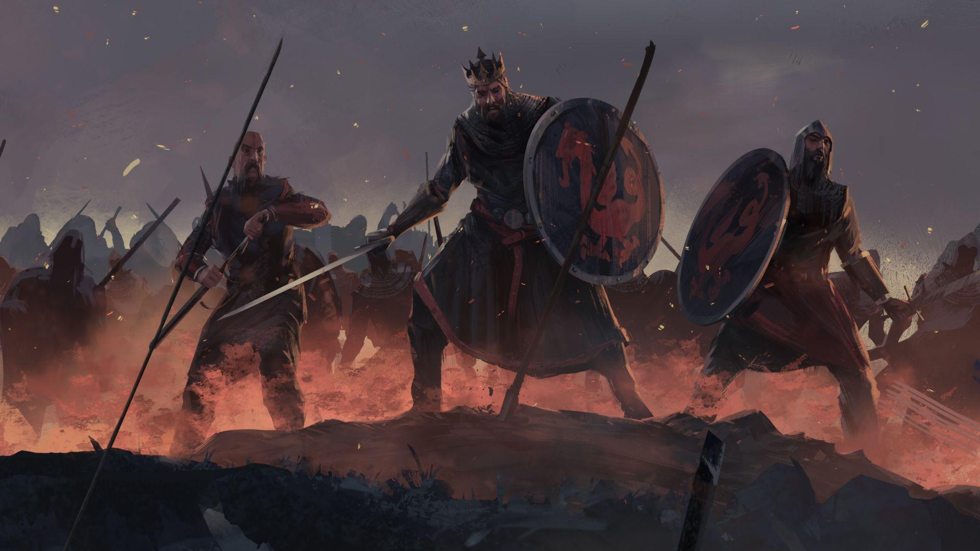King with his men at arms. Wallpaper from Total War: Three Kingdoms