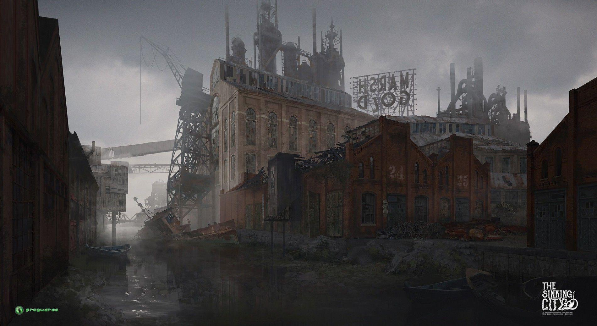 The Sinking City concept art The Marsh Factory. fantasy