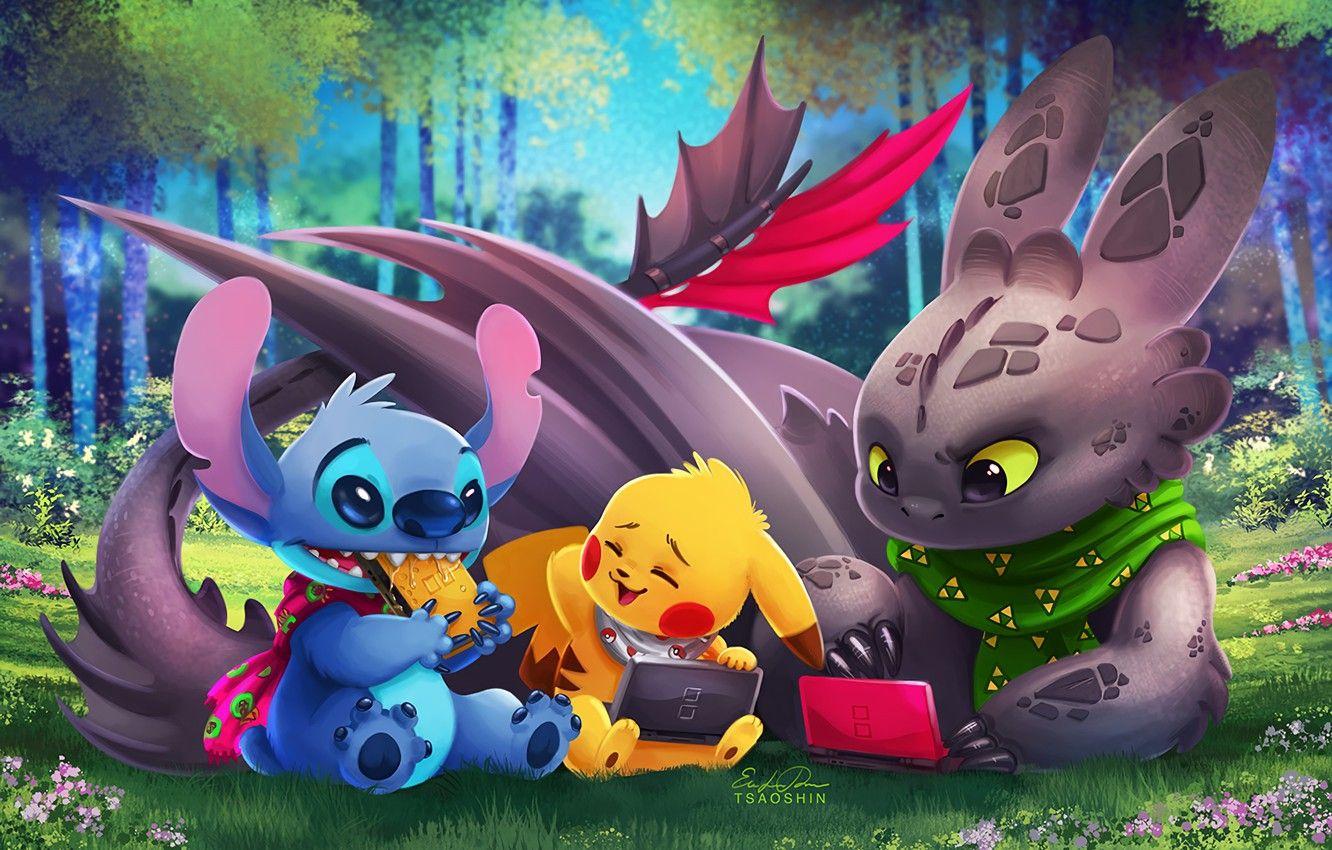 Wallpaper Pokemon, Toothless, Pikachu, Crossover, Lilo & Stitch, How