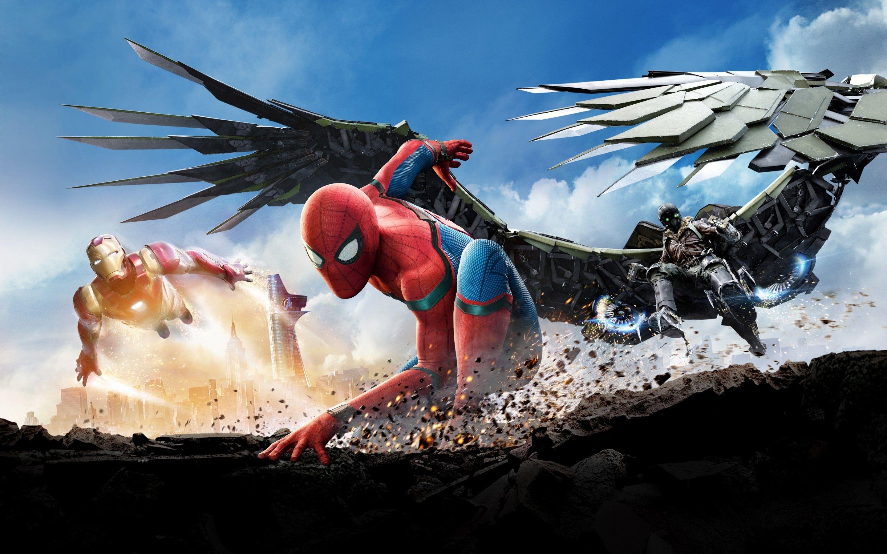 Download 2880x1800 Spider Man: Homecoming, Iron Man Wallpaper