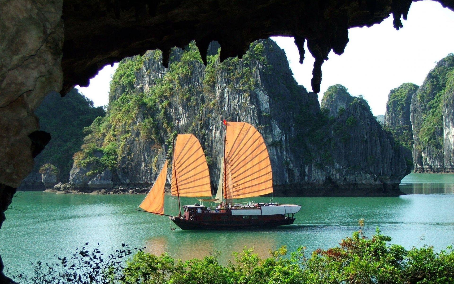Ha Long Bay Viet Nam Imperial Junk vehicles boat ship sailing