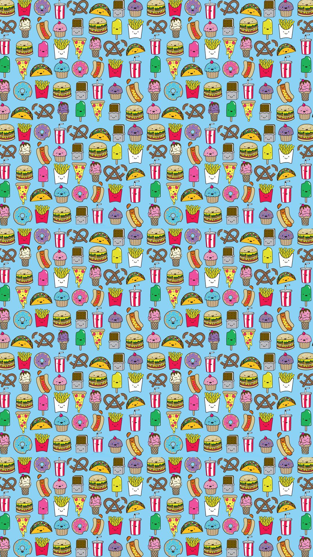 Junk Food Pattern iPhone Wallpaper HD