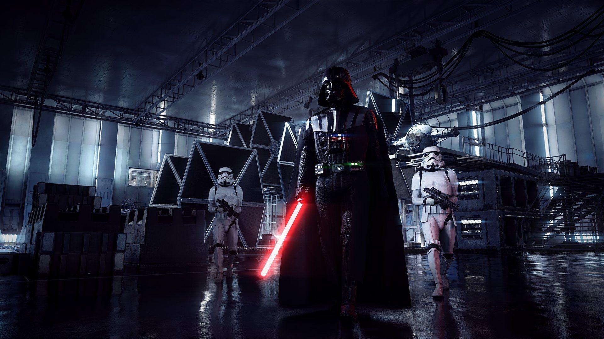 Darth Vader w hangarze. Wallpaper from Star Wars: Battlefront II