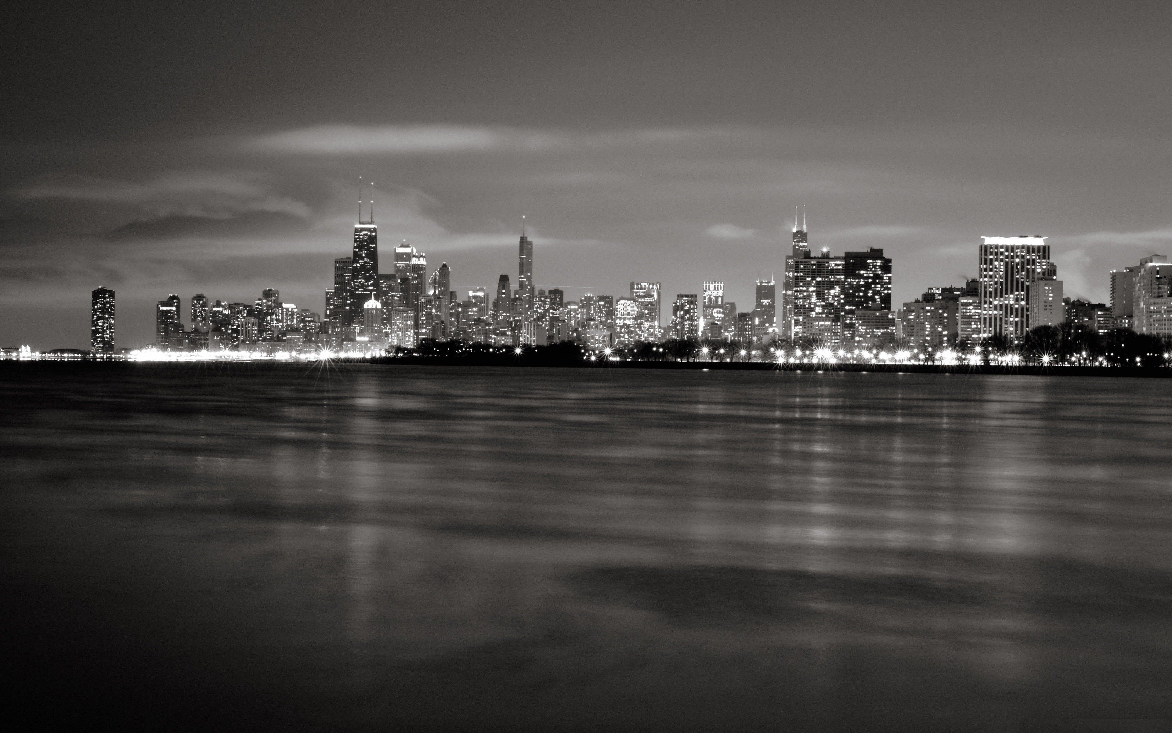 Chicago cityscapes grayscale skylines wallpaper