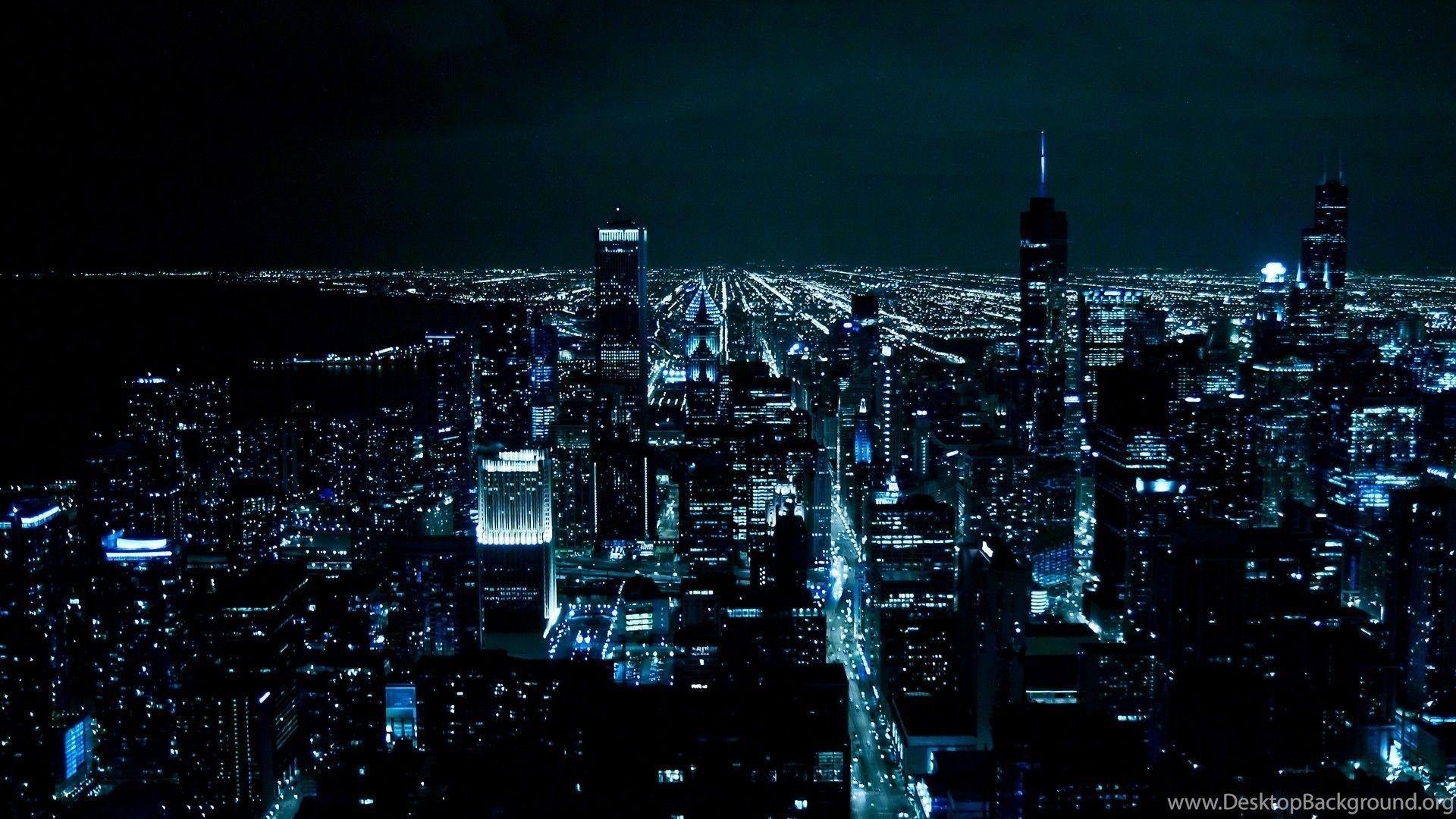 Chicago At Night From High Above HD Wallpaper Desktop Background