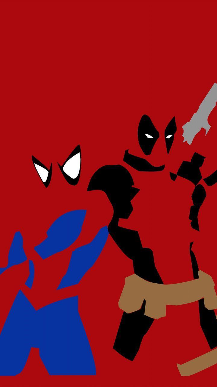 Spider Man And Deadpool, Superheroes, Minimalism, 720x1280 Wallpaper