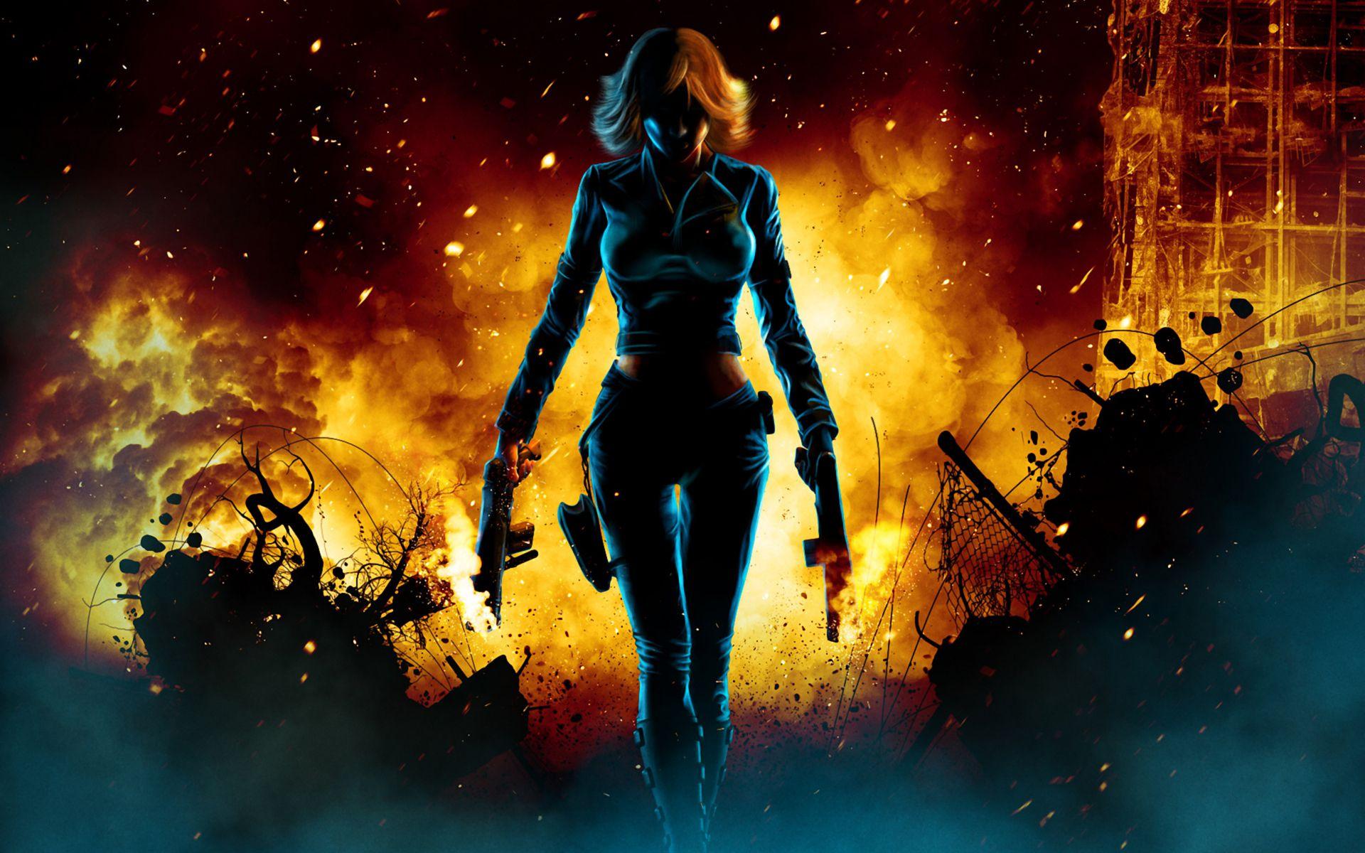 Black Widow Walking Through Fire 1280x1024 Resolution HD