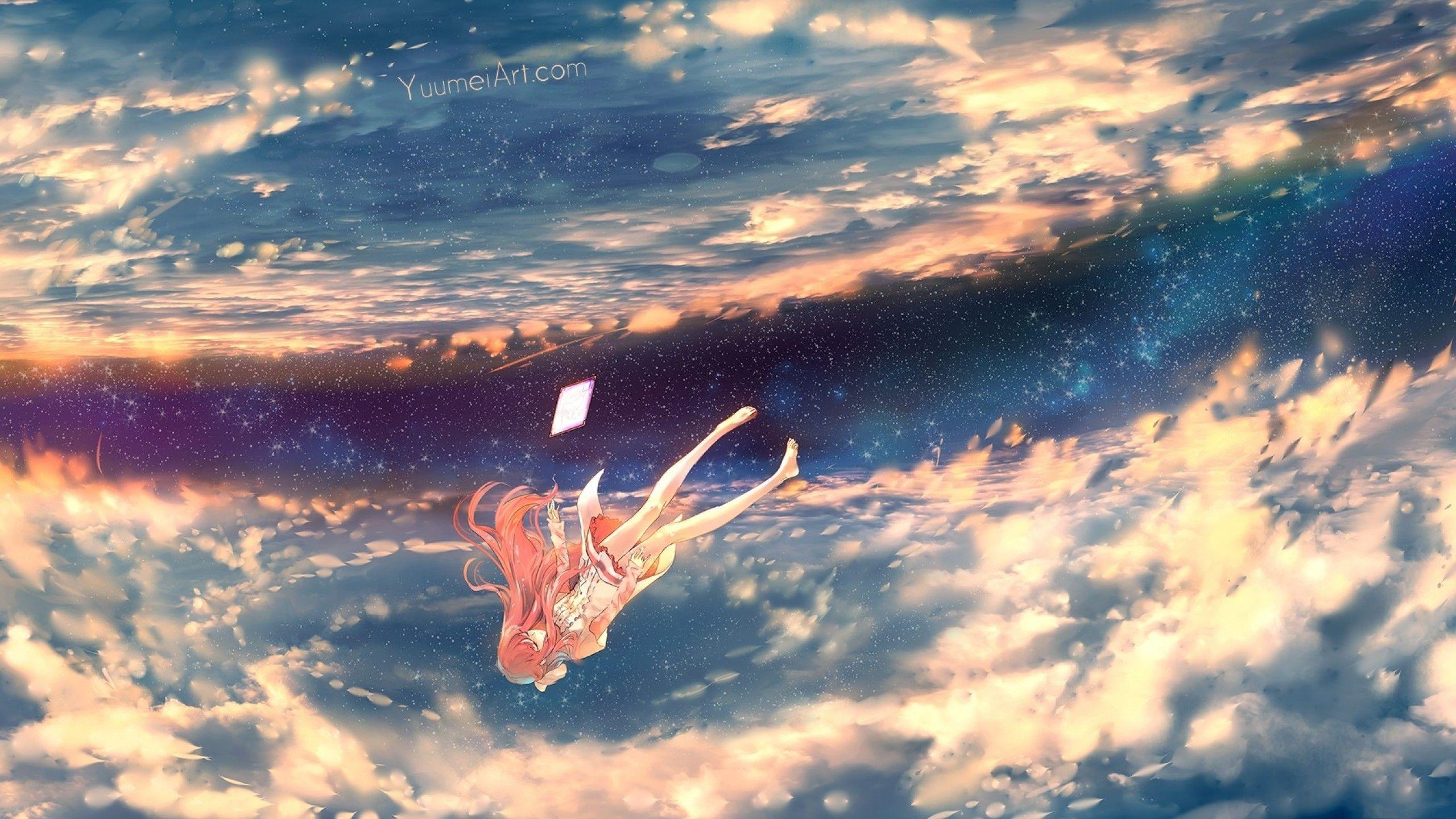 Download 2560x1440 Shelter, Rin, Falling Down, Sky, Stars, Clouds