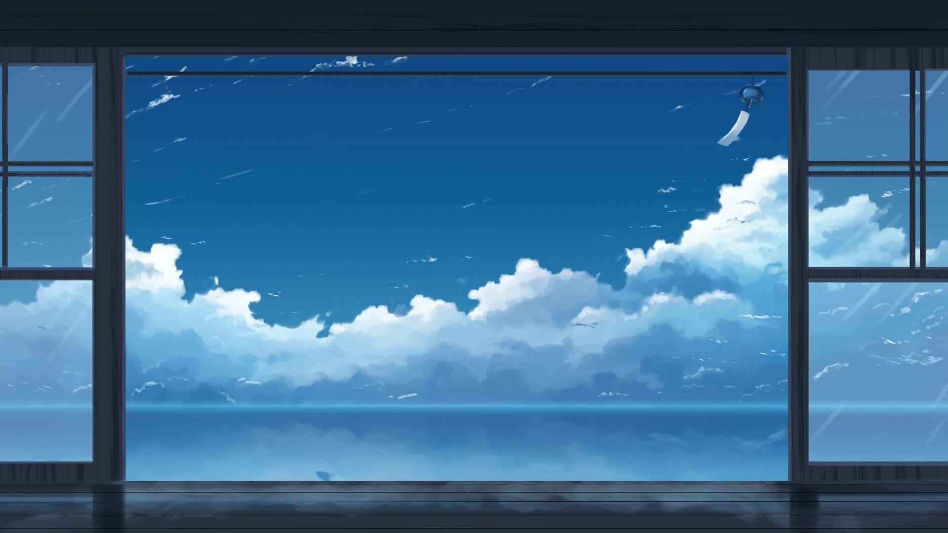 Download 1920x1080 Anime Landscape, Sky, Scenic, Clouds Wallpaper