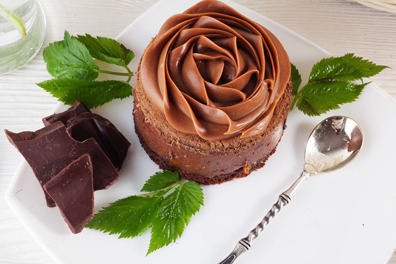 Wallpaper Leaf Chocolate Food Spoon Cake Sweets Design