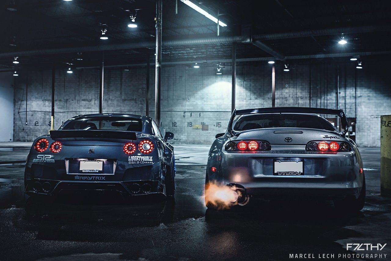 Liberty Walk GTR and a mean looking Toyota Supra