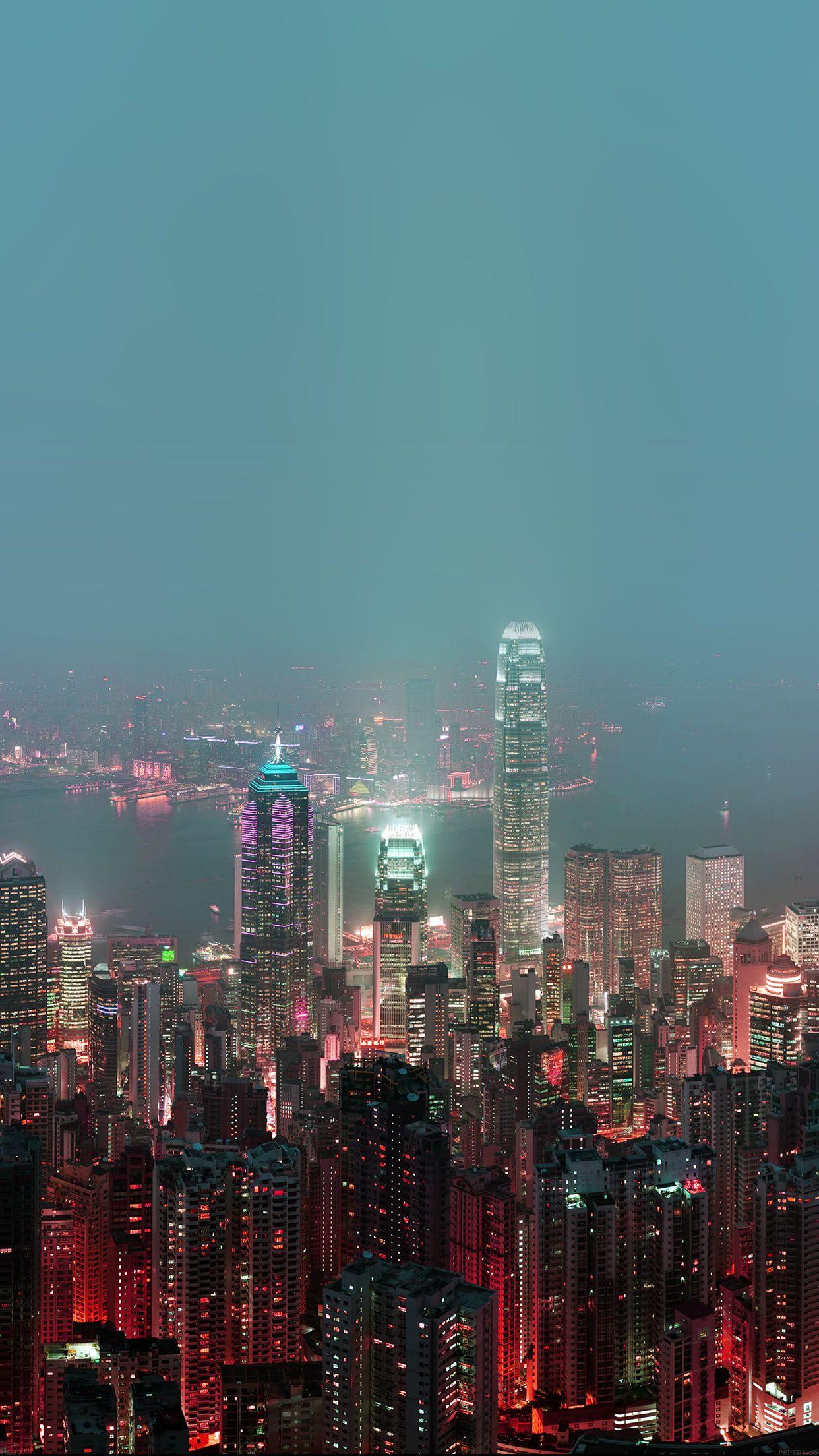 Skyline Hongkong Fire City Night Live Android wallpaper HD