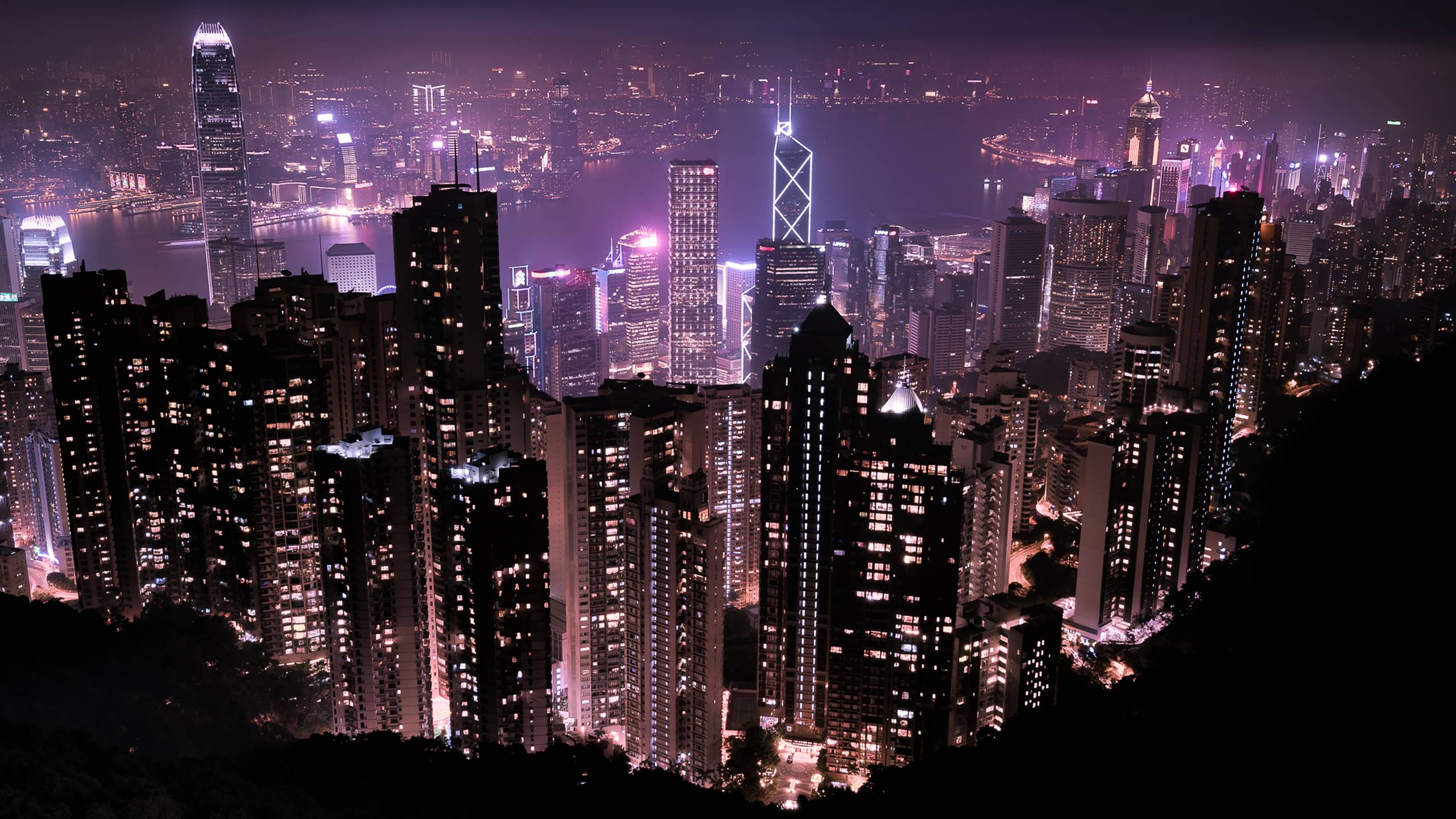 Hong Kong Skyline at Night Wallpaper