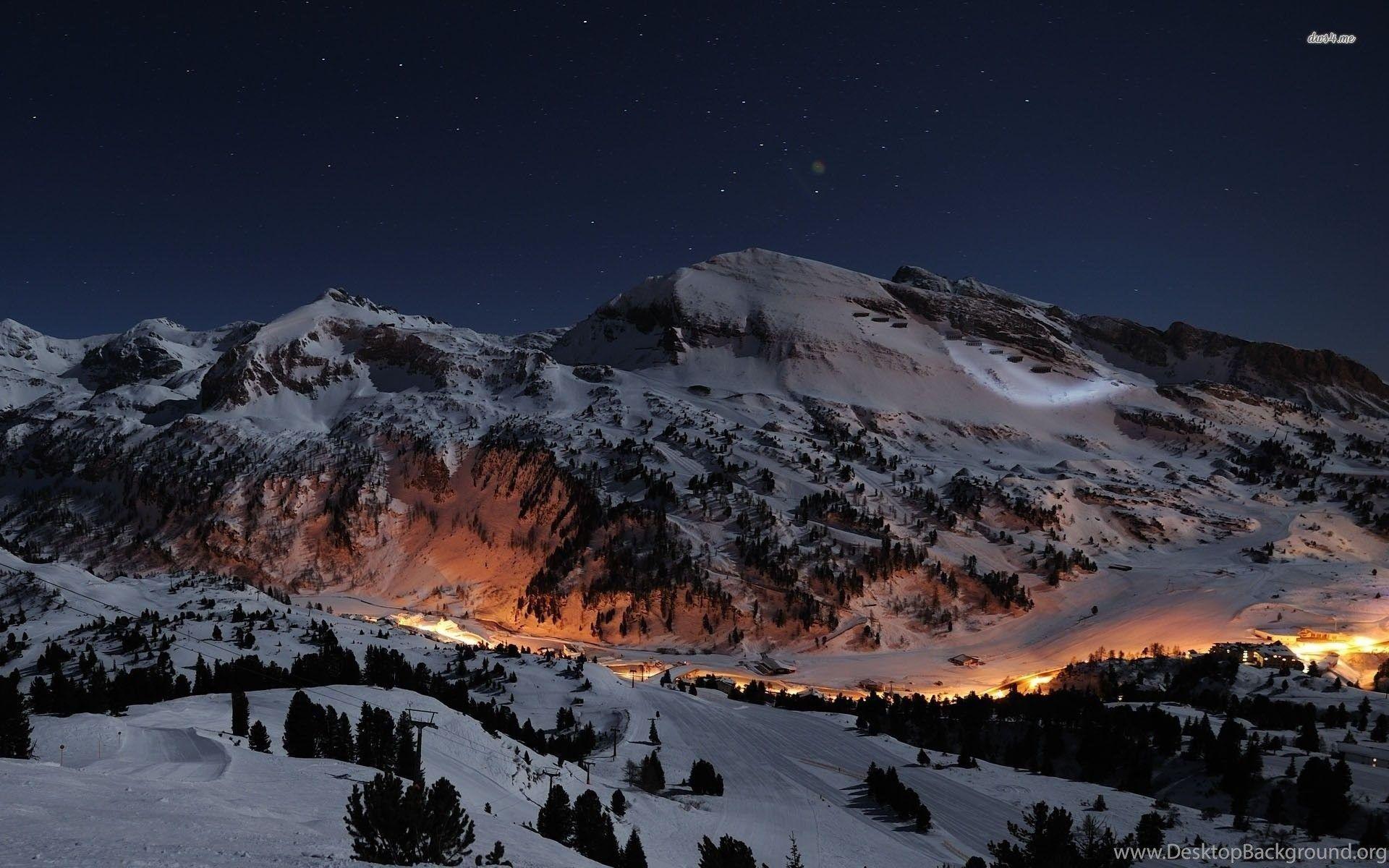 Ski Slopes At Night Wallpaper Nature Wallpaper Desktop Background