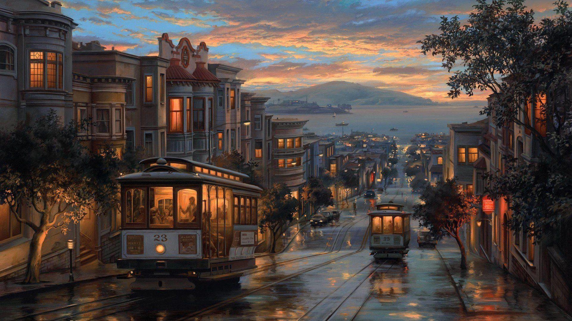 painting san francisco wallpaper and background