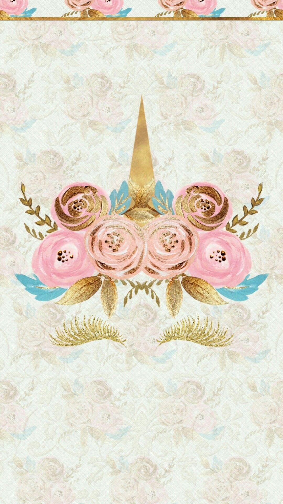 Unicorn pink gold and white ivory cream. wallpaper