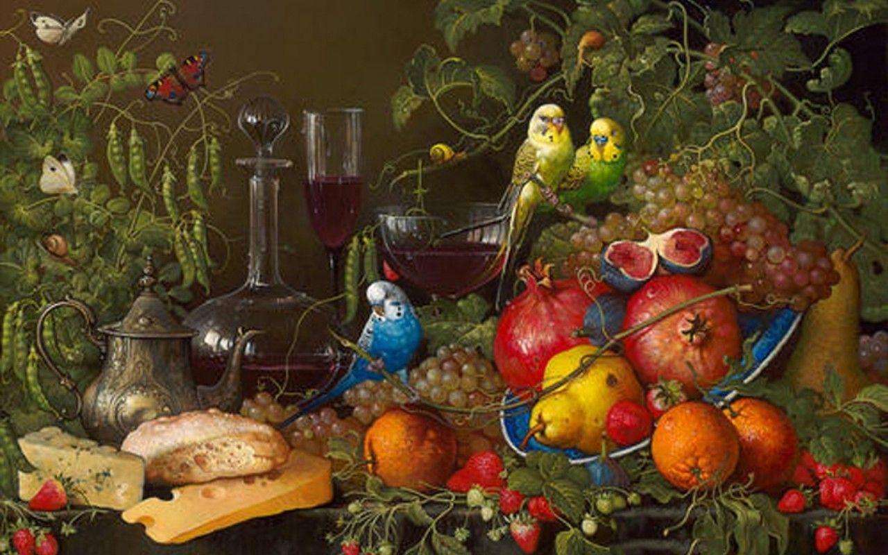 Birds Fruits Cheese & Wine wallpaper. Birds Fruits Cheese & Wine