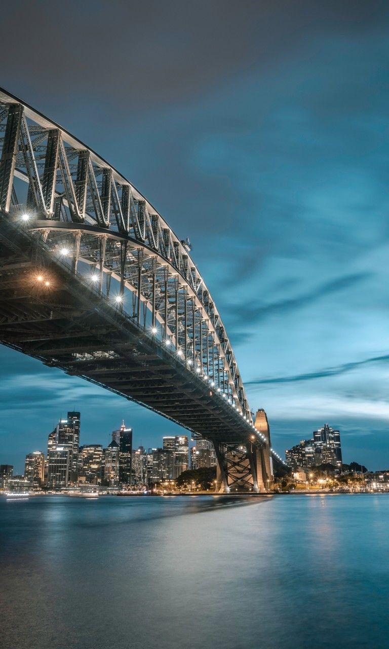 Download 768x1280 Sydney, Australia, Bridge, Skyline, Night