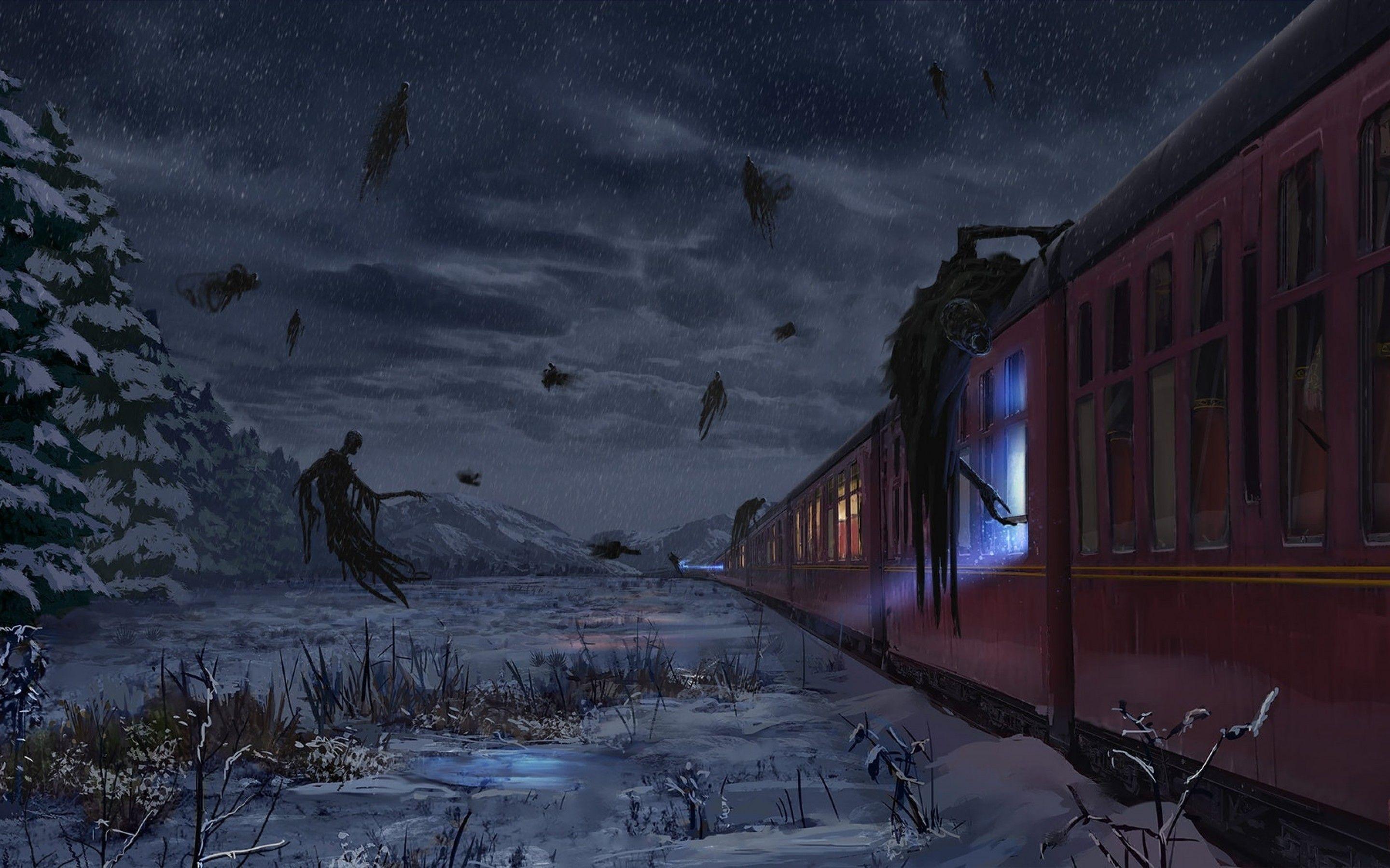 Download 2880x1800 Train, Horror, Snow Wallpapers for MacBook Pro 15