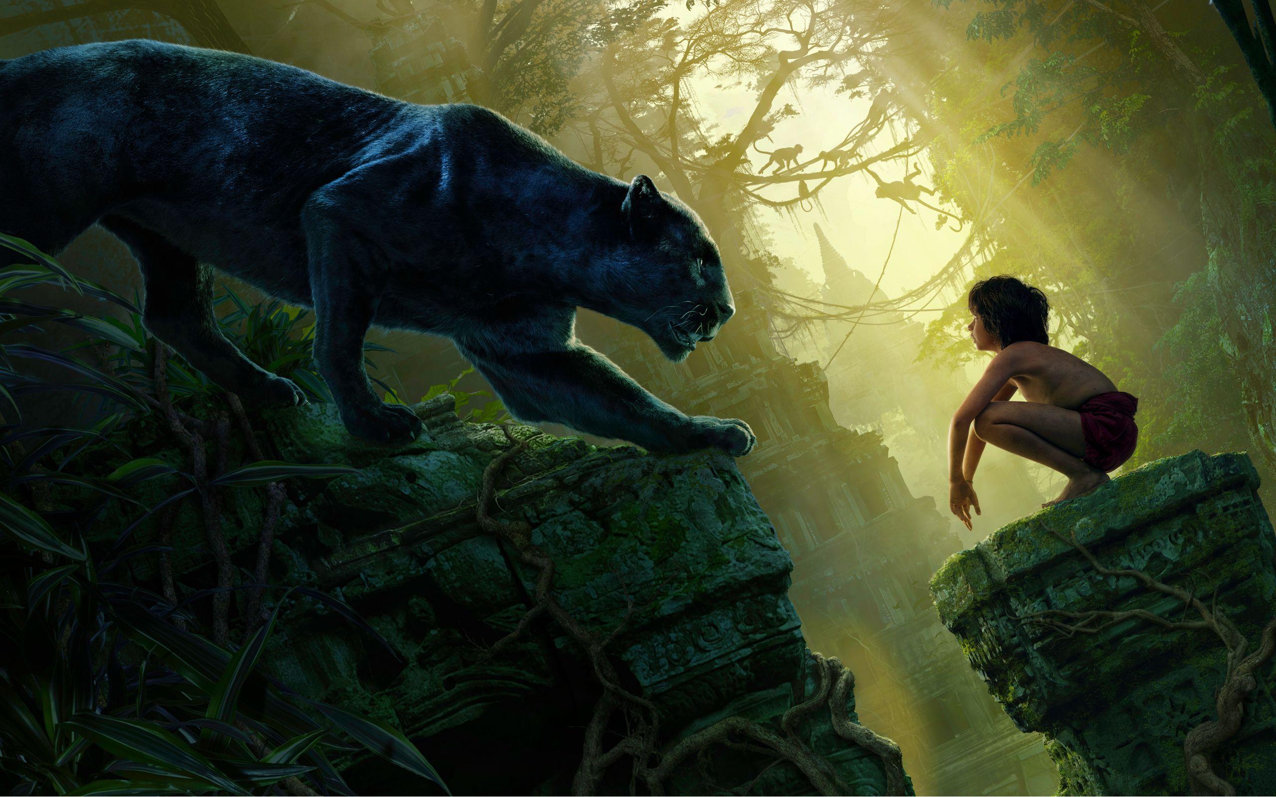 mowgli bagheera black panther the jungle book wide Book