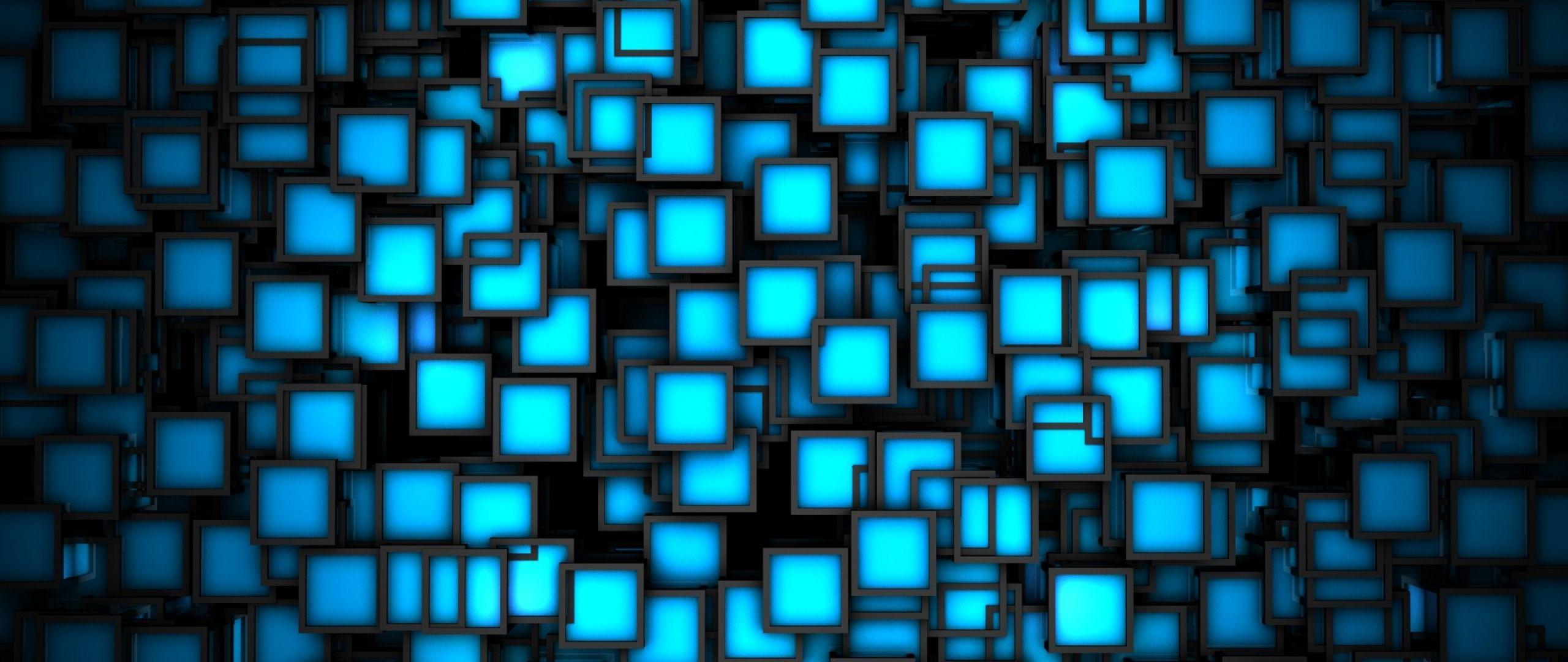 HD Background Blue Pattern Blocks Box Bright Light Wallpaper