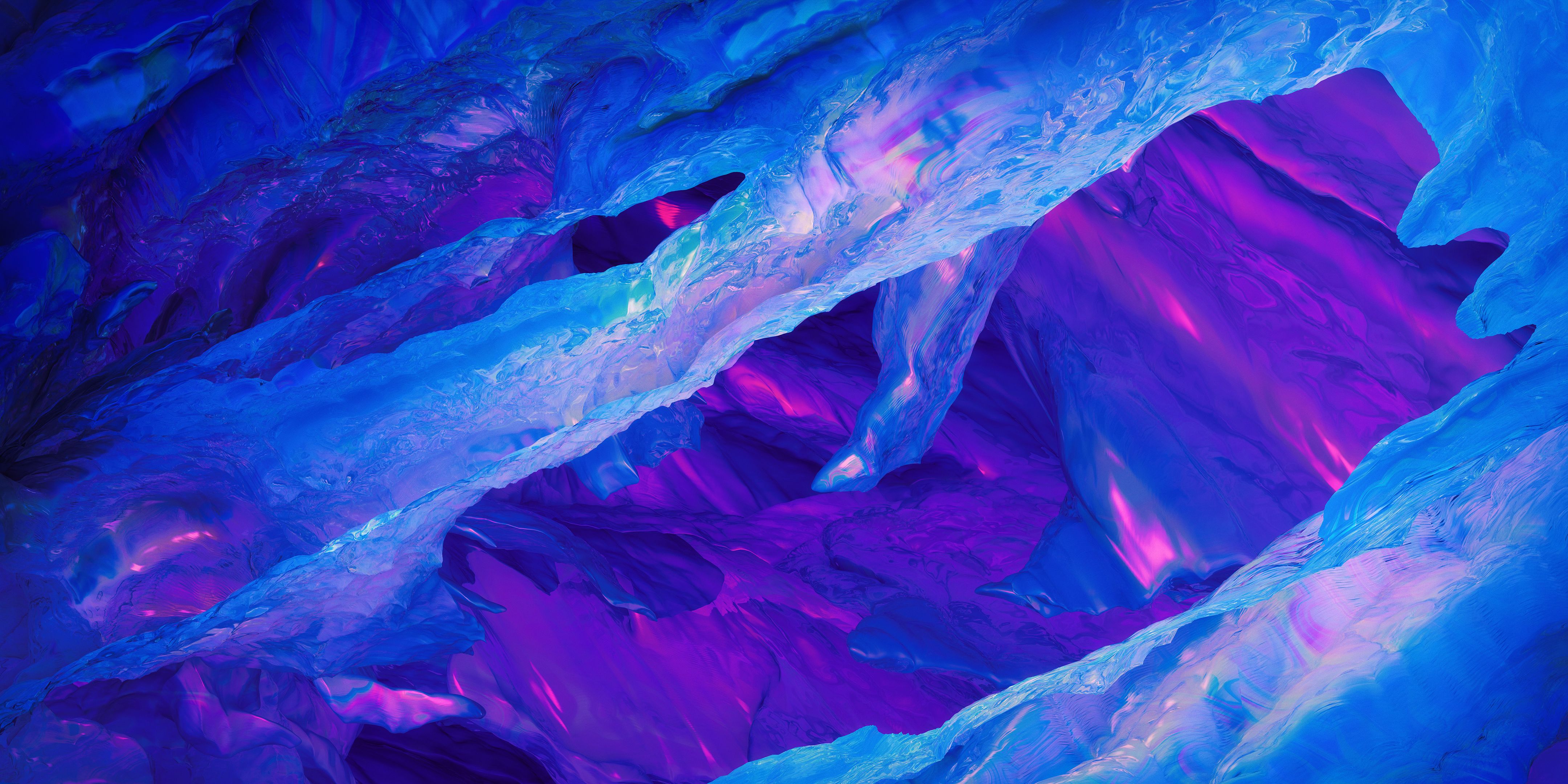 Wallpaper Ice, Frost, Blue, Purple, Neon, OnePlus 5T, Stock, 4K
