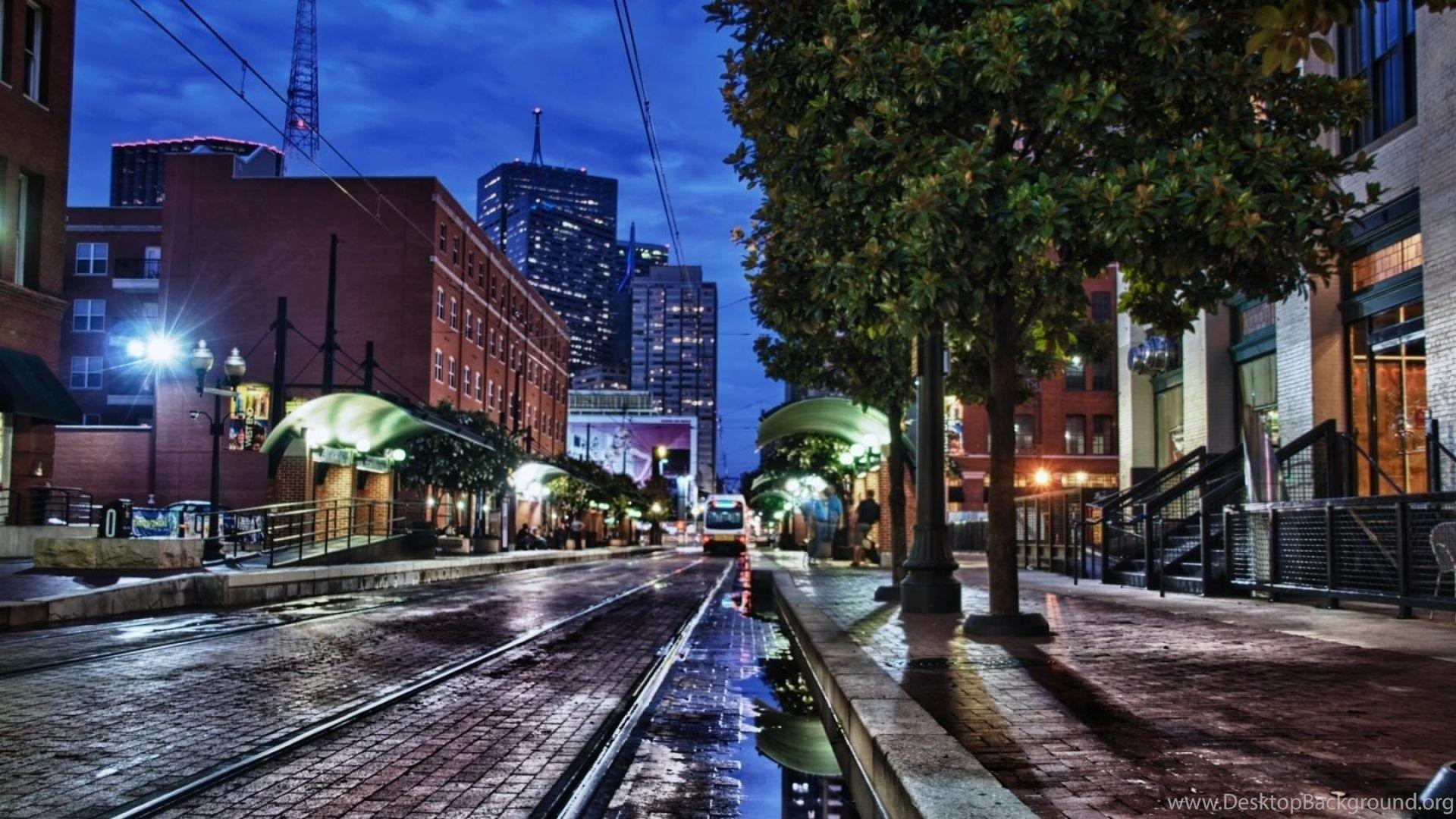 Dallas Tag Wallpaper: Trolley Dallas Street Night Hdr City Lights