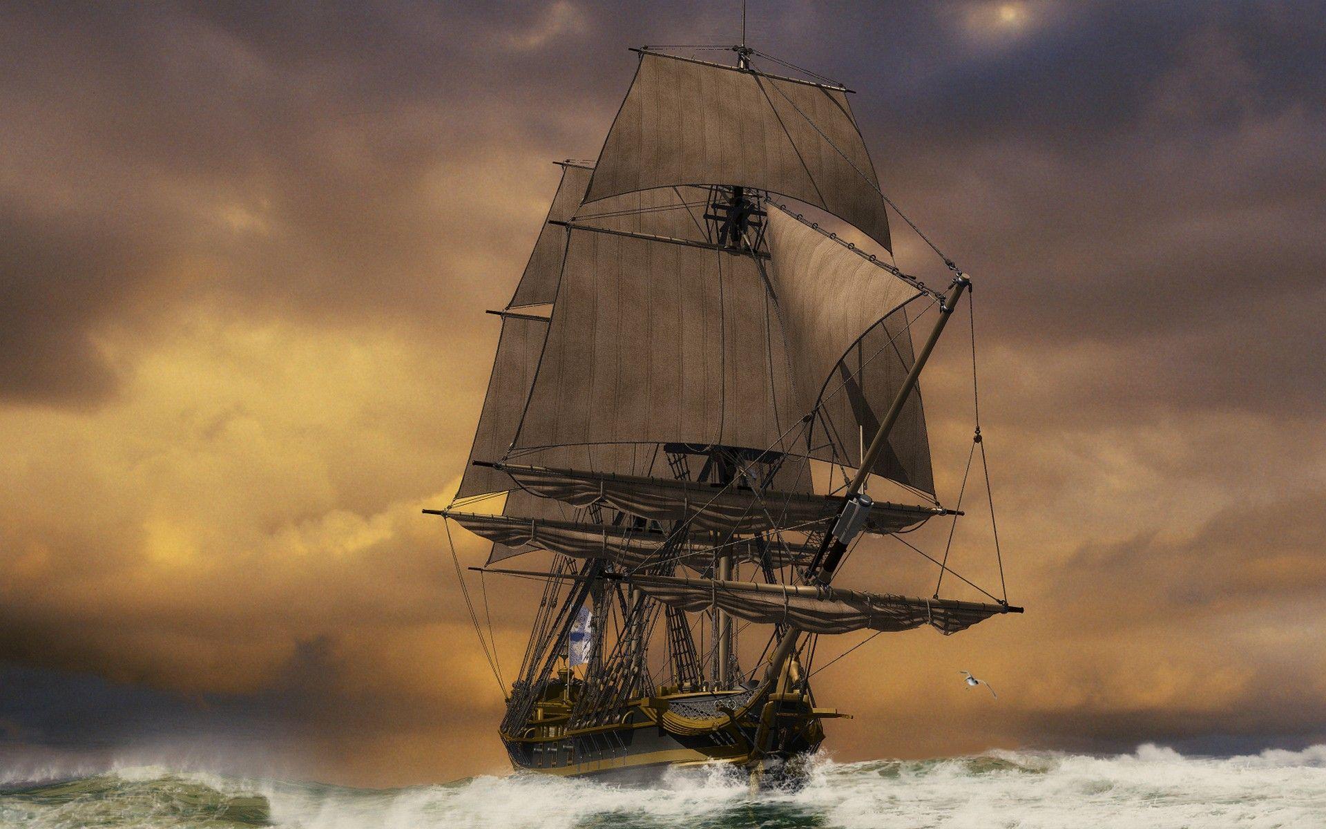 Beautiful wallpaper, A large sailing ship, 1920x1200 / pixels