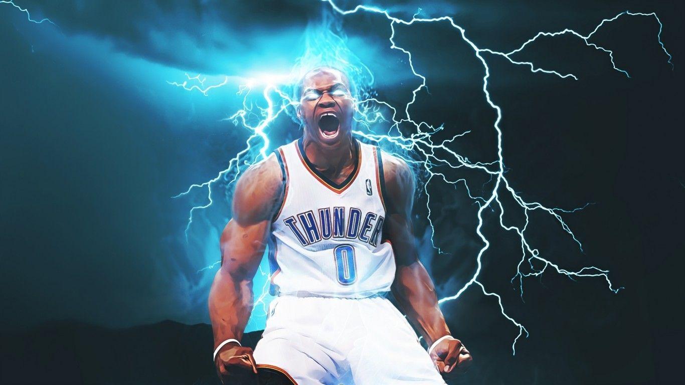 Download 1366x768 Oklahoma City Thunder, Russell Westbrook