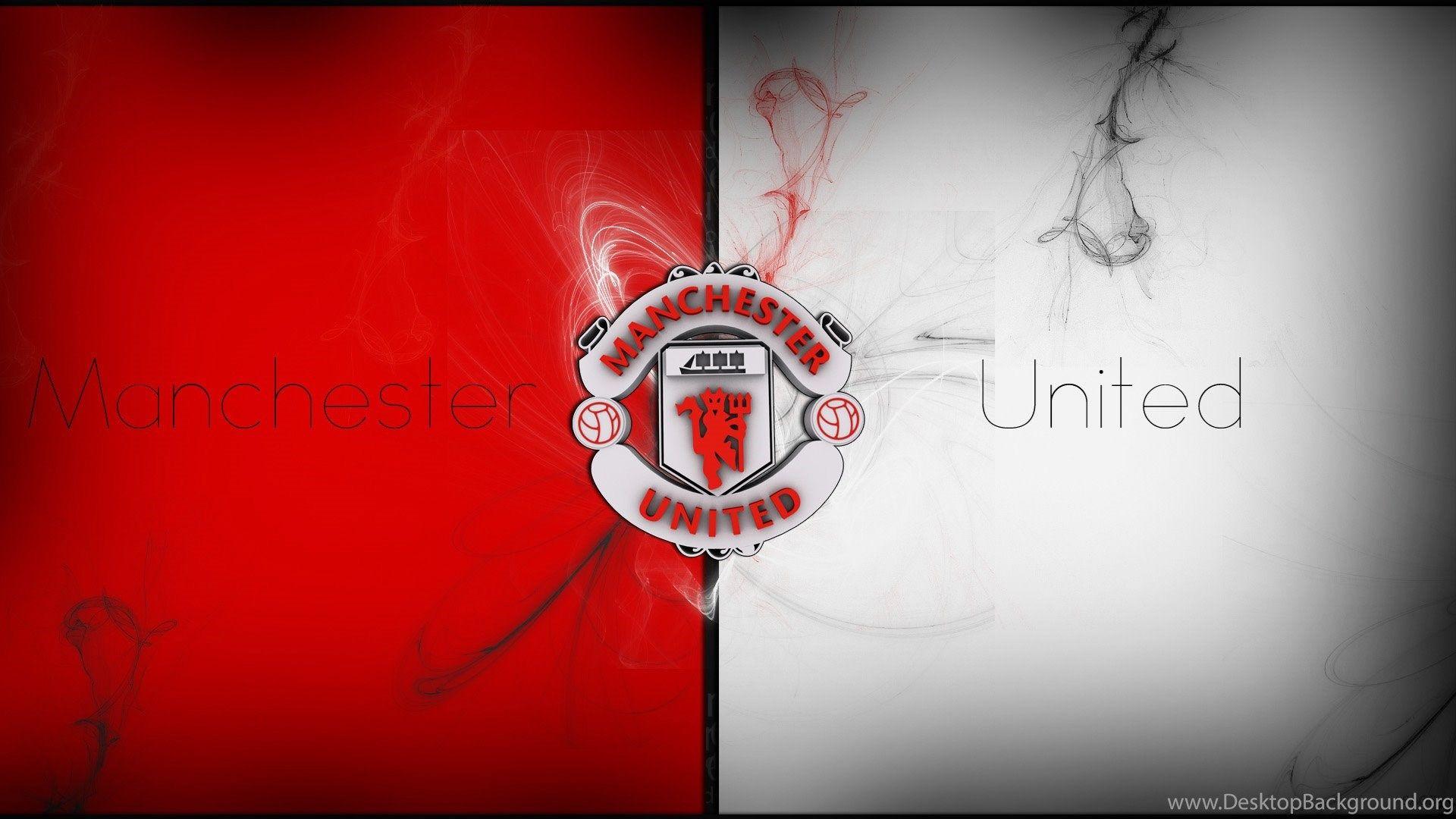 Artistic Wallpaper Of Manchester United Logo And Red White
