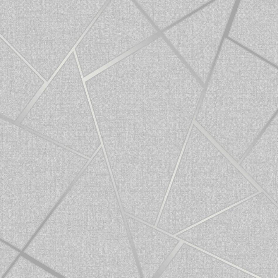 Quartz Silver Geometric Wallpaper by Fine Decor FD42280