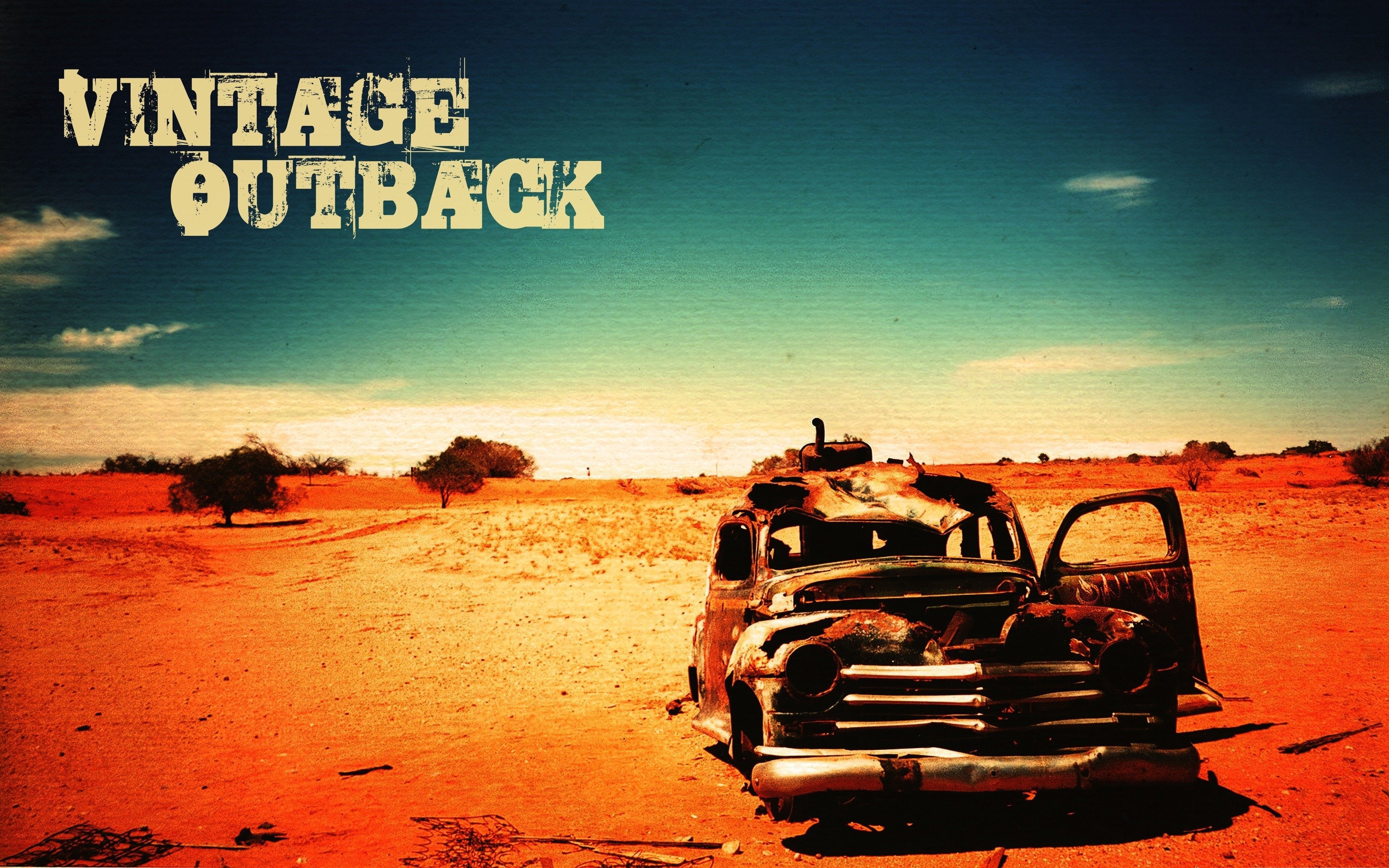 Outback deserts old vintage wallpaper. PC
