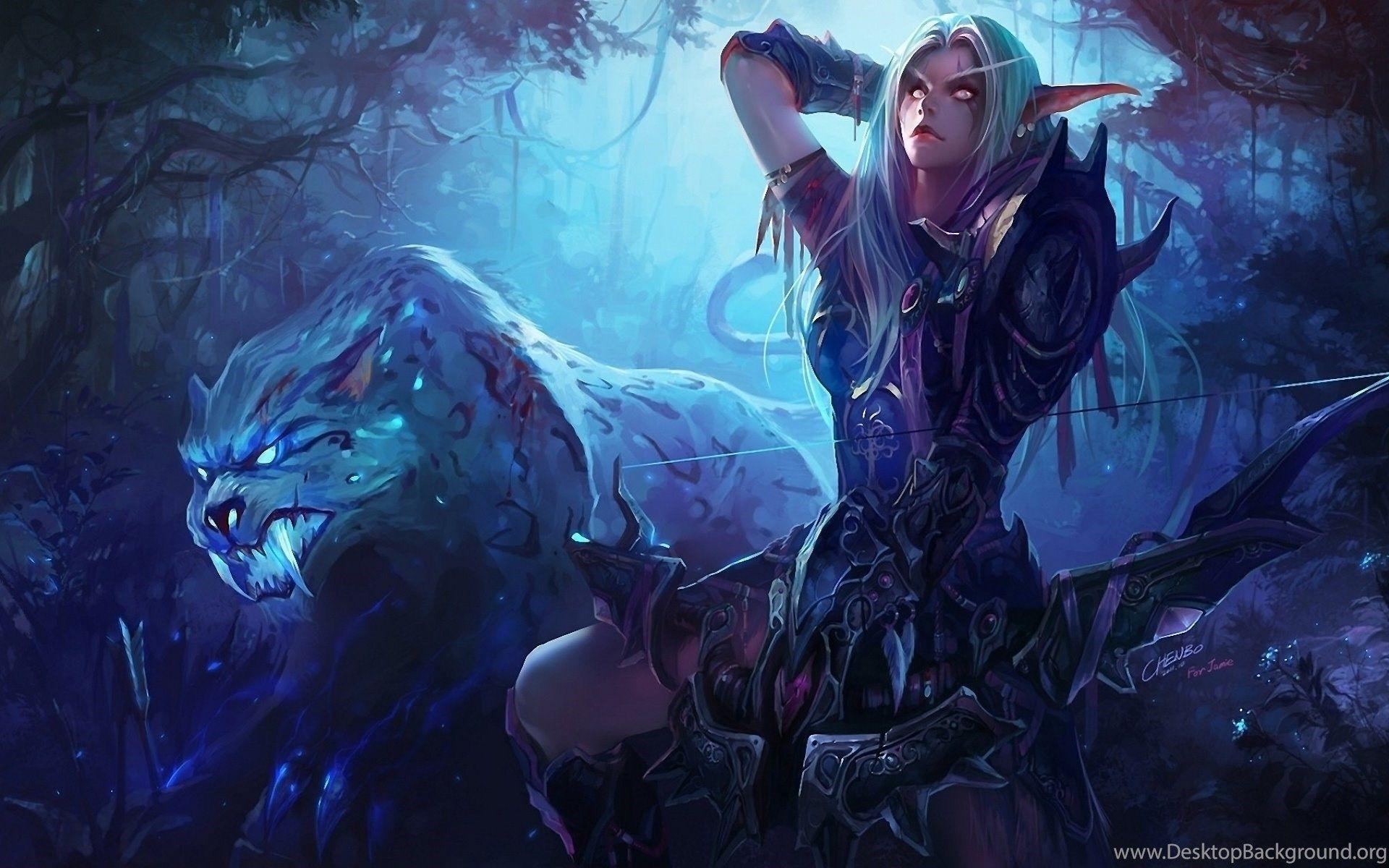 Wow Night Elf Hunter Wallpaper Desktop Background
