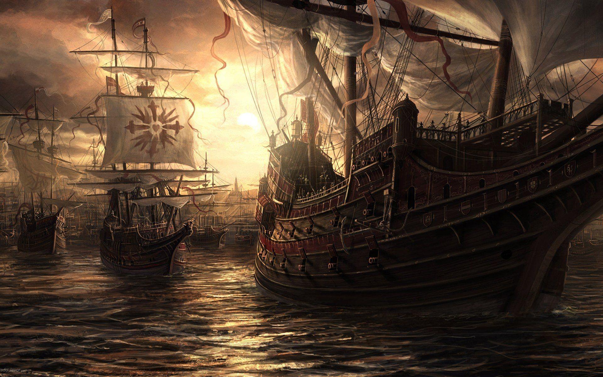 Fantasy Ship Wallpaper and Background Image