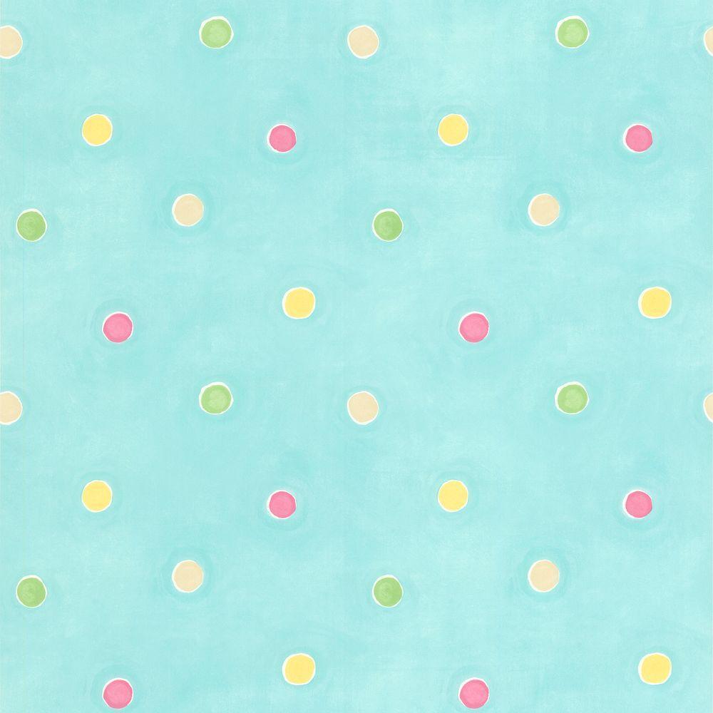 Sprinkles Aqua Polka Dots Wallpaper, Multicolor