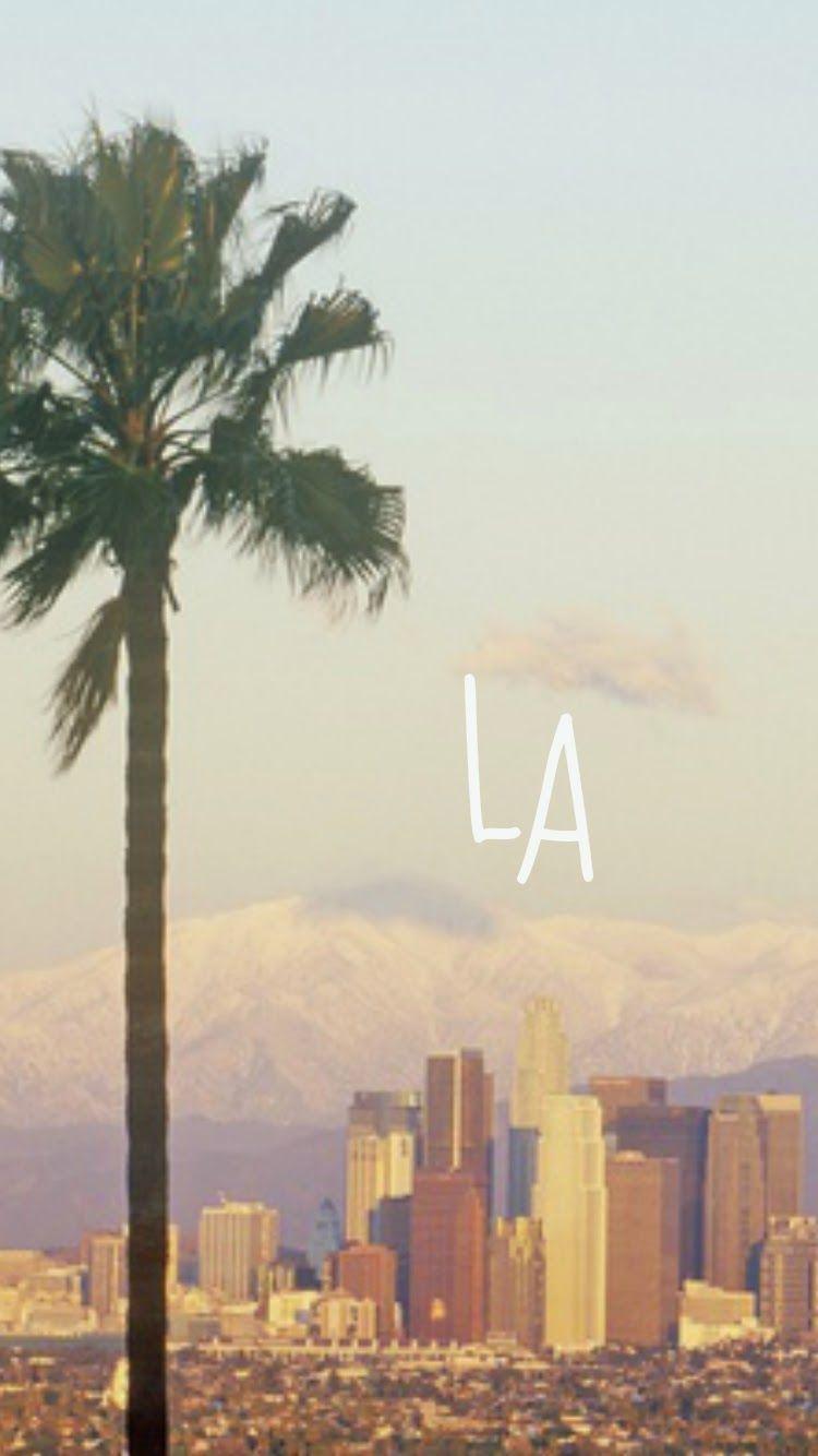Sunny pastel LA view palm tree iphone wallpaper background phone