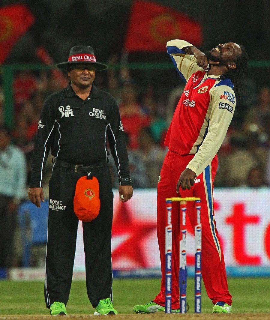 Chris Gayle signals the end of another batsman, Royal Challengers