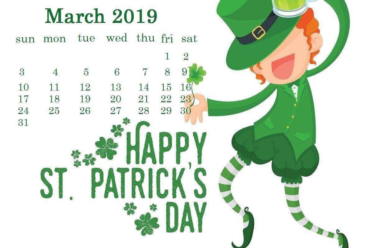 Happy St. Patricks Day Wallpaper. Monthly Calendar