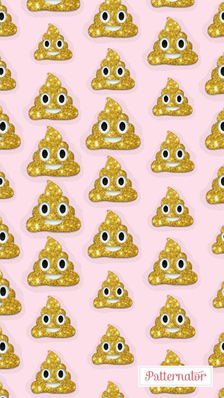 Poop Emoji Gold Background. emojiiis. Emoji wallpaper