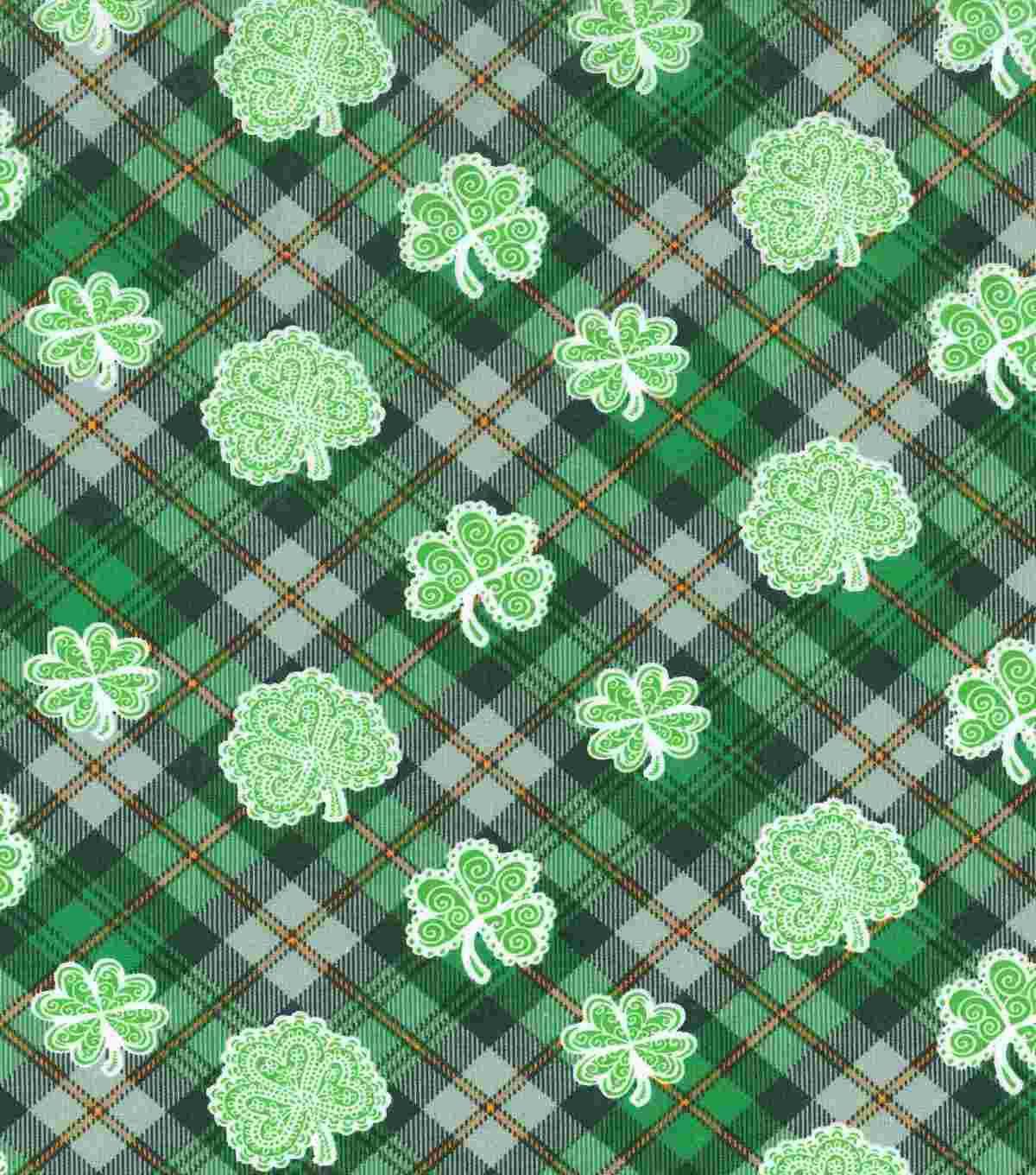 St. Patrick's Day Fabric -Celtic Shamrock Plaid